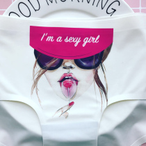 (2 fine clothing) Sexy girl Fire Birds Printed student girl One-piece ice-silk unscarred underpants female