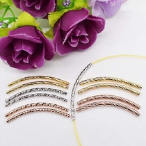 DIY925 sterling silver car flower elbow thread gold tube twist pattern section tube flash tube rose gold 1 5 * 30mm