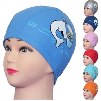 New childrens swimming cap waterproof ear protection PU cap swimming Beach Childrens coated silicone swimming cap