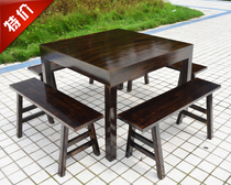 Charcoal burning process Solid wood dining table Dining chair combination Hotel restaurant Outdoor farmhouse Leisure leisure long table and chair