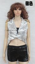 ladygaga female singer summer performance suit jazz sequin rivet tassel vest small suit tuxedo coat