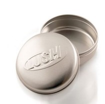 British LUSH Dew shampoo soap round iron box