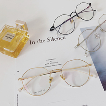 Retro Pearl Eye frames Female Korean version Boomers Decorative Glasses Metal Flat Light Big Frame Glasses can be matched with myopia