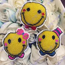 With watermark MIGA cross-stitch bead embroidery key ring double-sided embroidery material bag yellow smiley face three