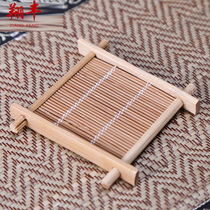 Xiangfeng square bamboo coaster Tic-tac-toe tea cup holder Bamboo mat Tea tray Tea mat Kung Fu tea set Tea accessories