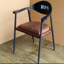 American country Wrought iron solid wood dining chair Vintage old coffee chair Bar chair Backrest chair Dining table chair Computer chair