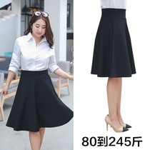 Fat Fat Women Dress Plus Hypertrophy Code Bank Interview Positive Dress Lady Summer 100 Pleats Big Swing Umbrella Skirt Half-Cut Dress