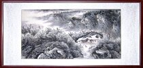 (Painting Art Jia calligraphy and painting) 17680 calligraphy and painting traditional Chinese painting landscape snow point plum blossom small courtyard has been framed without frame
