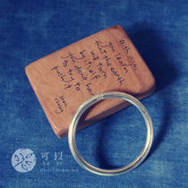 (Small Island Hand-made) (Small Man) Foot Silver Pure Hand-made Open Round Classical Silver Bracelet