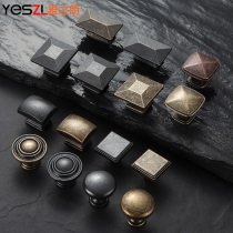 Drawer antique pull hand retro single hole round cabinet shoe cabinet door Chinese style simple American door handle furniture