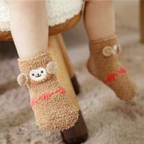 Baby socks coral socks children's socks autumn and winter girls' socks thickened warm baby socks anti-skid children's socks