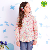 Spring and autumn new girls  shirt top cotton long-sleeved shirt Childrens shirt female big child princess floral shirt