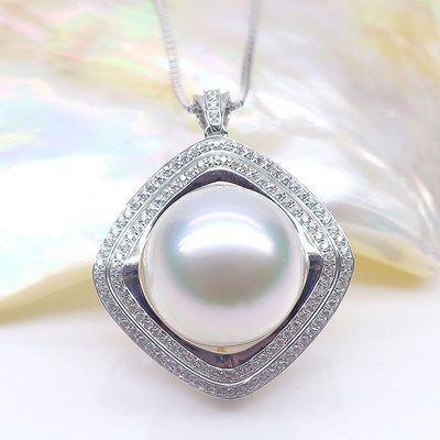 6mm海水珍珠吊坠白色珍珠项坠项链18k珍珠吊坠bza-55_7折现价4400元