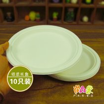 Paper plate barbecue equipment disposable disc food tray container paper plate wood pulp plate 9 inch 10