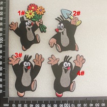 Heart embroidery YD10 animation cartoon mole story black mole embroidery adhesive cloth sticker ironing patch