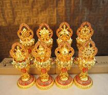 Tantric Tibetan Buddha Nepal craft Auspicious Eight Treasures 6 5 inch pure copper zinc enamel craft eight auspicious ornaments