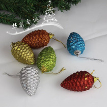 Christmas tree decorations 7cm diamond powder sequins colored pine balls foam Christmas tree pendants decoration pine cones