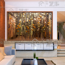 Fine art glass carving process double-sided effect screen partition background wall gold foil tempered decorative silver apple tree