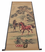 Antique calligraphy and painting zhong tang hua painting landscape painting ban gong shi hua living room paintings Xu Beihong er ma figure has been framed