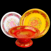 Ceramic fruit tray gold lotus fruit plate Buddha hall offering for Buddha statues