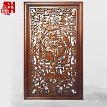 Dongyang wood carving camphor wood rectangular pendant hollow decoration vertical screen solid wood carving crafts more than a year