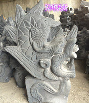 Blue brick blue tile antique brick tile antique tile tile tile tile porcelain floral headdress brick carving five ridges six animal Ridge kiss