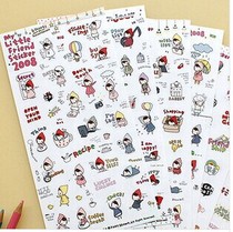 Korean stationery cute cartoon my kids red hat sticker mobile phone decorative sticker 6 sheets each set