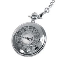Large thick chain classical dense flower hollow white face smooth face simple retro pocket watch a generation of classical pocket watch 1037