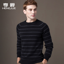 100% Cashmere Sweater Men Cashmere Cashmere Crewneck Striped Sweater Men Thick Casual Knitted Sweater Mens Winter
