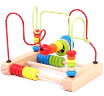 Foreign trade toys childrens desktop large particles around the beads wooden toys focus exercise fingers flexible exercise coordination