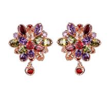 Dragon female flower colorful flower shape earrings AAA color zircon earrings trend fashion high-end banquet jewelry