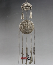 Antique collection White copper silver plated exquisite handmade Pisces ornaments lock digging spoon sword imitation silverware crafts