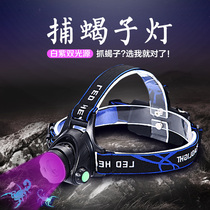 Purple light scorpion headlight strong led charging long-range super bright head-mounted fishing Special Catch scorpion multi-function