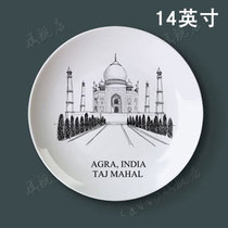 14 Urban Silhouette Porcelain Plate Hanging Plate Decorative Plate Wall Seating Plate Ornament Ceramic Plate Creative Home Craft Plate