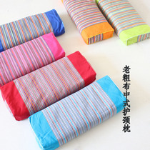 Chinese pure cotton old coarse cloth buckwheat pillow cervical spine pillow health care neck square pillow with core detachable wash