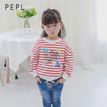 PEPL Children Baby childrens clothing girl spring new striped cartoon print jacket female baby long sleeve sweater