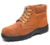 Anti-smashing and anti-skid oil-resistant welding machinery manufacturing construction anti-velvet cowhide rubber sole high temperature resistant labor protection shoes
