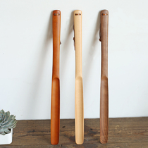 Wooden shoehorn long shoestring solid wood elderly pregnant womens shoewear shoes do not bend down log high-end