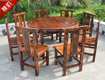 Solid wood restaurant Hotel table and chair combination Farm house outdoor table and chair Solid wood eight immortals table Large round table meal