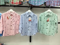Spring and autumn ancient well cloth fabric soft children boys and girls baby baby cotton long sleeve cartoon shirt