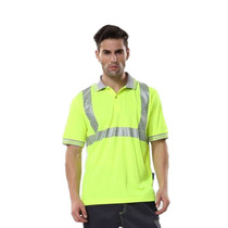 Uncle An E773 one horizontal two vertical fluorescent yellow orange POLO High warning T-shirt moisture absorption and quick drying