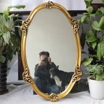 Hair salon mirror Bathroom mirror PU frame European Barbershop mirror Bathroom mirror Retro bathroom mirror