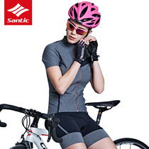 Santic New Women's Casual Short Sleeve Cycling Tops Sweat Exhaust Breathable Bicycle Clothing