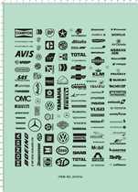 20107 1 10 1 12 Car Logo Various Car Labels Advertising Sponsor Stickers PVC RC Car Water Stickers 1