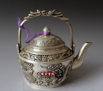 Antique bronze collection ornament white copper silver plated gift home decoration tea set hand kettle teapot wine jug