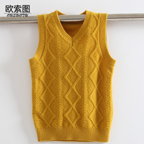 Autumn and winter new 100%wool childrens sweater Mens and womens childrens vest pure wool childrens knitwear baby sweater