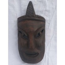  Wood carving Nuo carving Nuo drama Nuo God Nuo mask Face mask grimace face Nuo dance Nuo sacrifice faceless 30cm