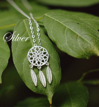 s925 silver feather dream catcher necklace Pendant Clavicle chain Female simple short bracelet ring Featured gift