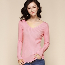 2017 new Korean knitted sweater womens round neck long sleeve pullover base shirt top slim slim large size womens clothing