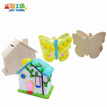 White embryo wooden piggy bank mold model children ultra-light clay snowflake mud kindergarten handmade diy material